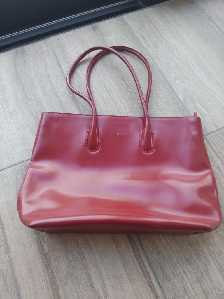 Furla handtas Italië rood leer prijs €75, Sieraden, Tassen en Uiterlijk, Ophalen of Verzenden, Rood, Handtas