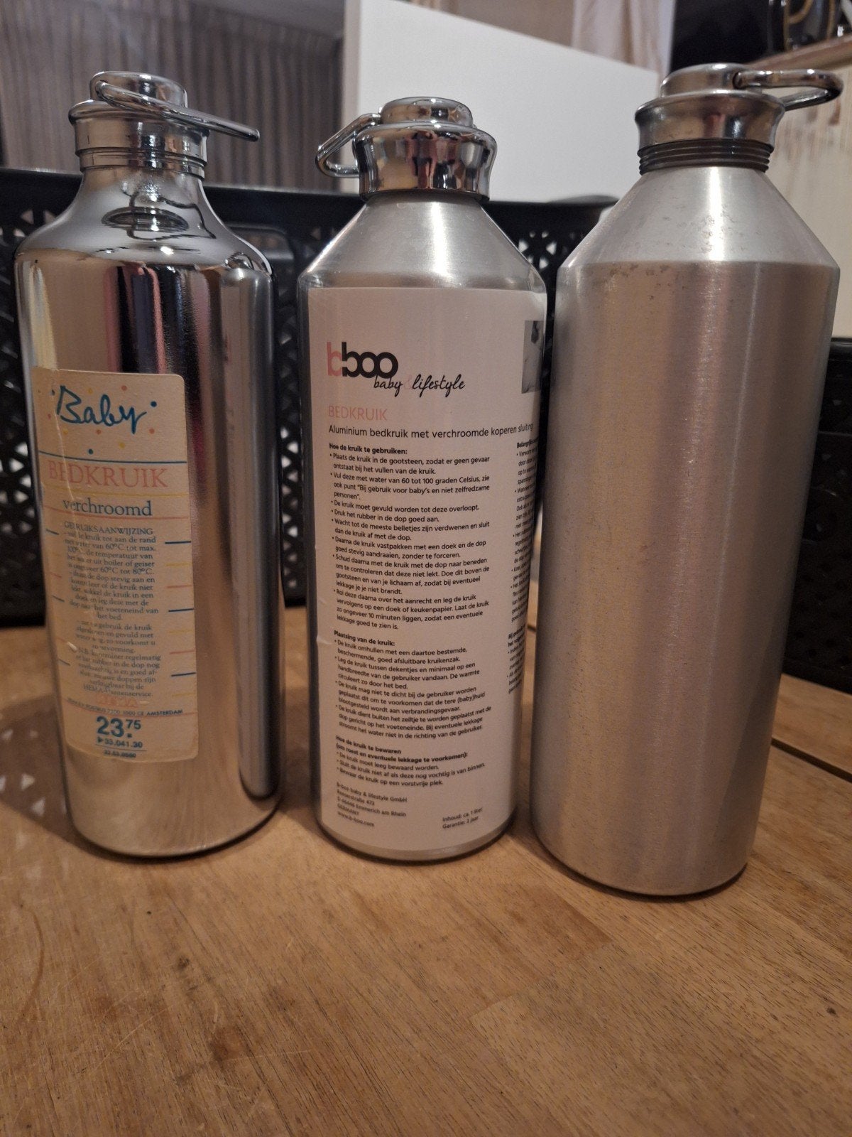 3 Aluminium kruiken met hoezen - Baby/Kinderen, Ophalen, Gebruikt