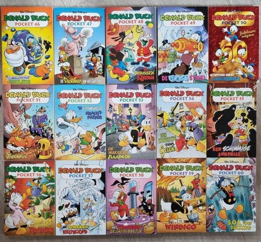 Donald Duck pockets deel 46-60 (compleet), Gelezen, Ophalen of Verzenden, Verschillende auteurs, Meerdere stripboeken