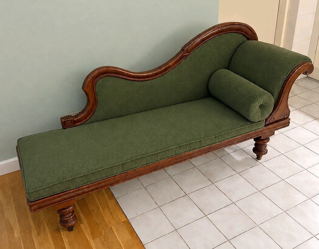Antieke Chaise Longue Canapé, Ophalen, Eenpersoons, Minder dan 150 cm