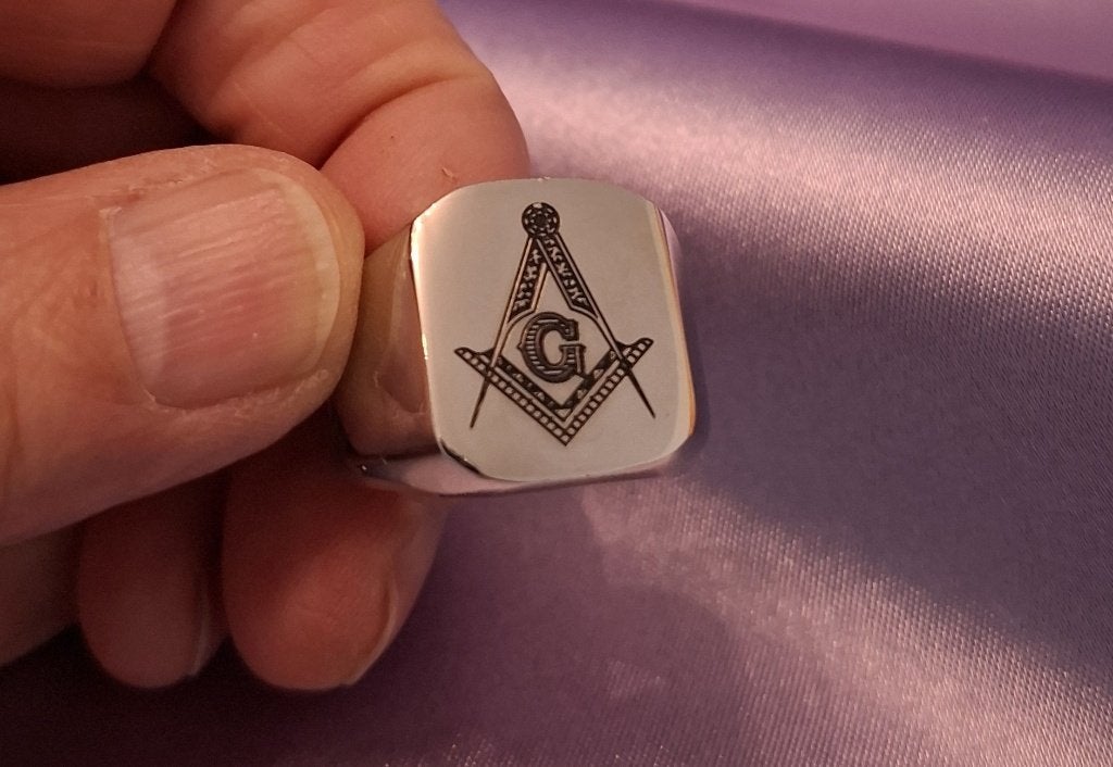 Master Masonic (Vrijmetselaars) zegelring, Sieraden, Tassen en Uiterlijk, Ringen, 20 of groter, Heer, Nieuw, Zilver