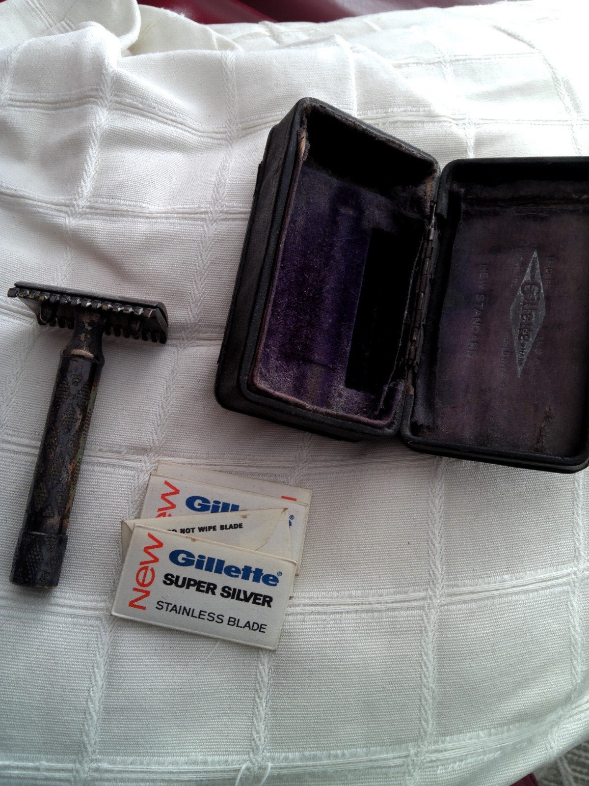 Verzilverd vintage Gilette New Standard scheermes, Ophalen, Gebruikt