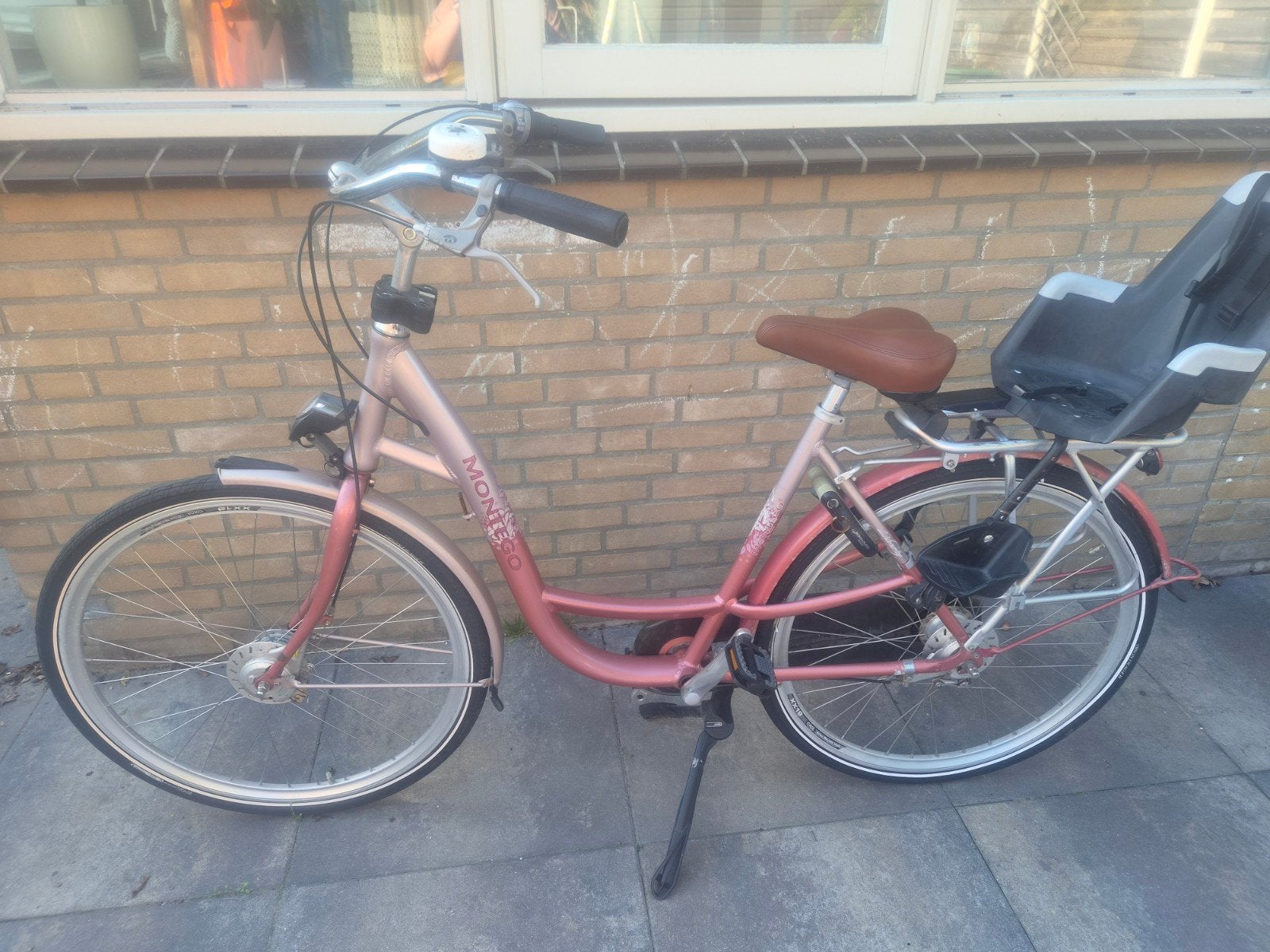 Montego Liberty mama fiets met lage instap en kinderzitje, Gebruikt, Dubbele standaard, 1 zitje, Ophalen
