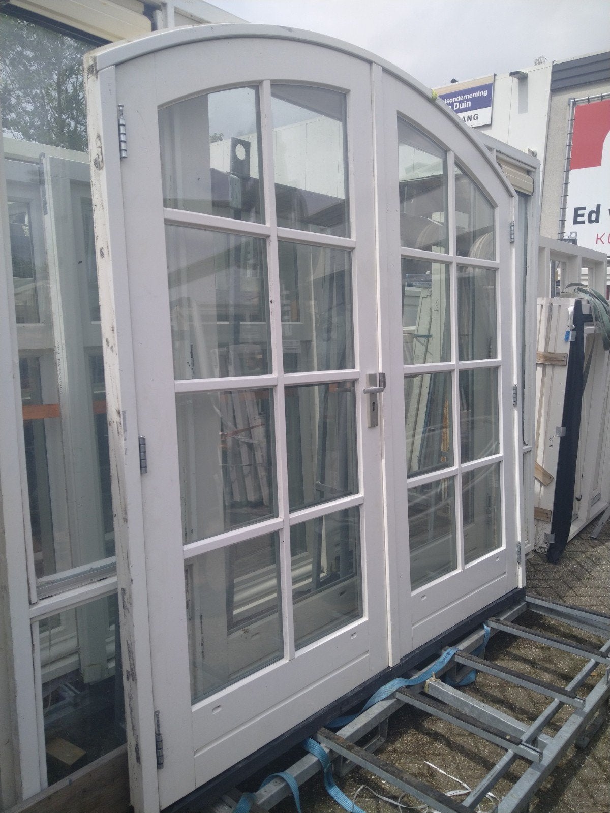 Toog kozijn met dubbele tuindeuren, Ophalen, Glas, 120 cm of meer, 215 cm of meer
