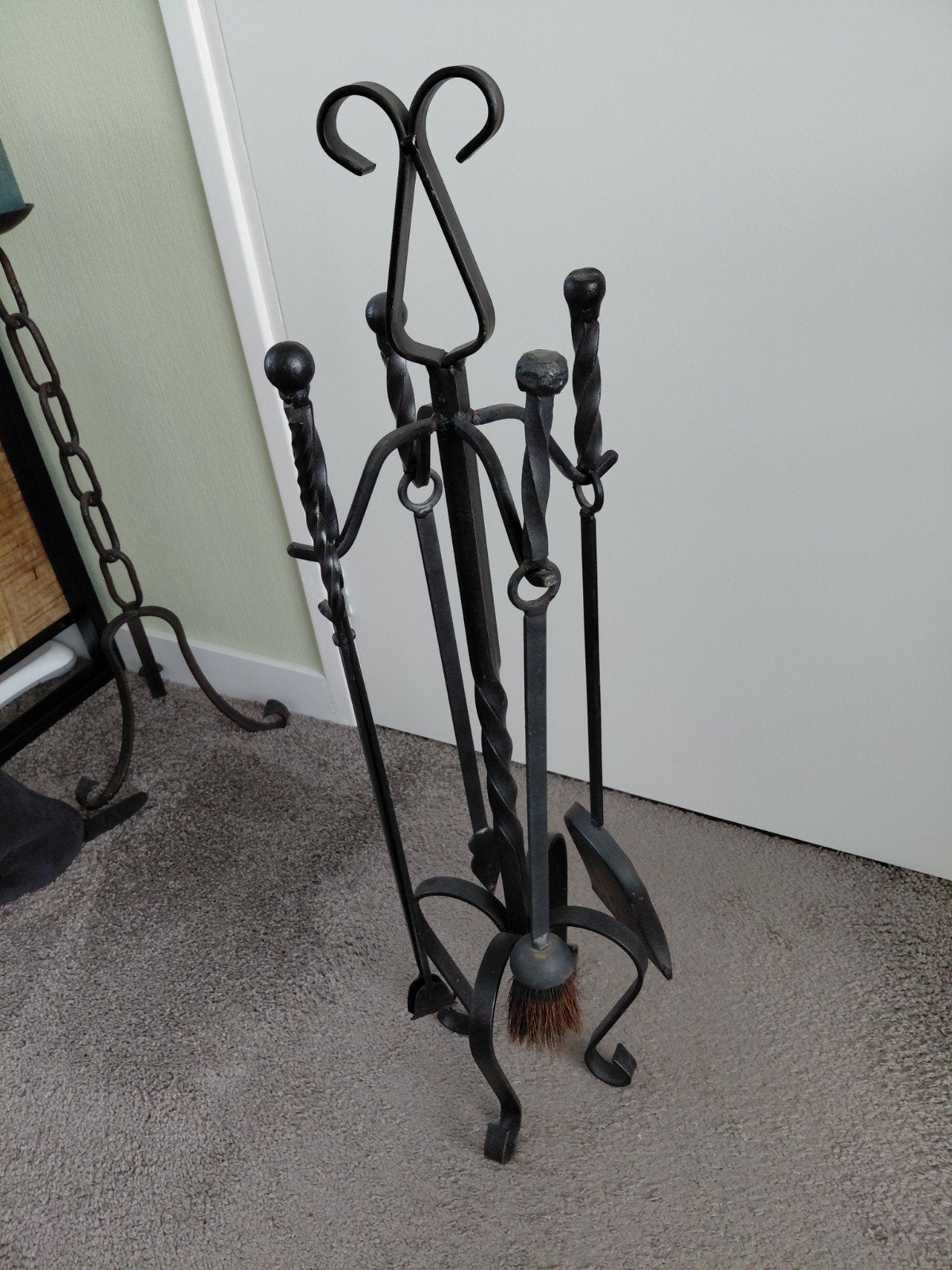 Smeedijzeren haardstel - Vintage haardaccessoires, Huis en Inrichting, Ophalen, Gebruikt, Vrijstaande haard, Overige soorten
