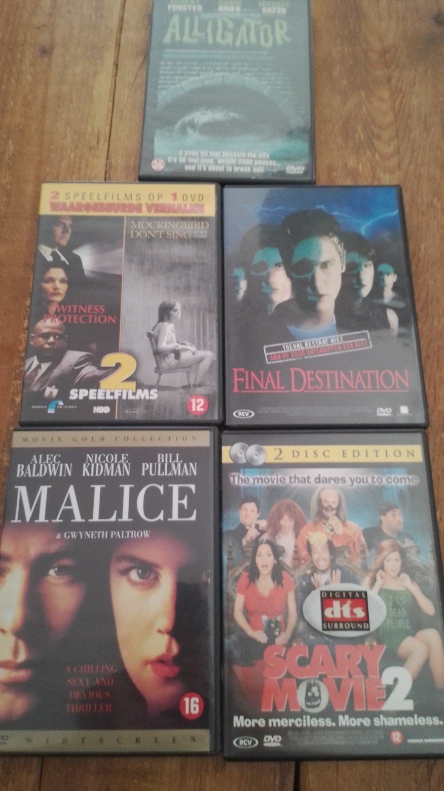 DVD Thrillers: Final Destination, Malice, Alligator enz, Psychologische thriller, Gebruikt, Vanaf 16 jaar, Ophalen of Verzenden