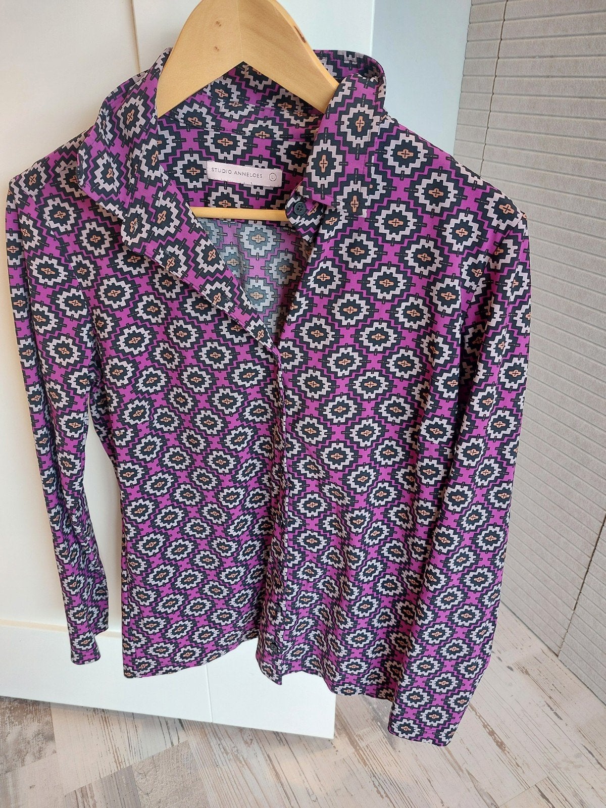 Leuke vintage blouse Studio Anneloes L, Studio Anneloes, Paars, Maat 42/44 (L), Ophalen of Verzenden