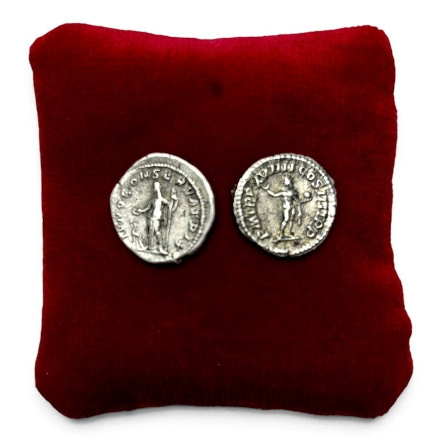 Lot van twee Romeins zilveren munten Caracalla, Julia Mamaea, Ophalen of Verzenden, Zilver