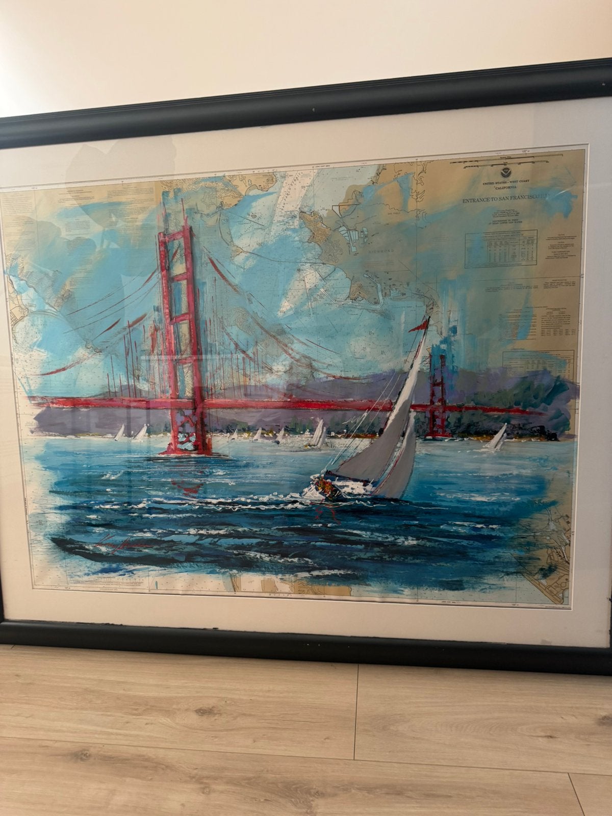 Kerry Hallam - San Francisco Bay 1998, Antiek en Kunst, Ophalen, Overige ondergronden, Impressionistisch, Ingelijst