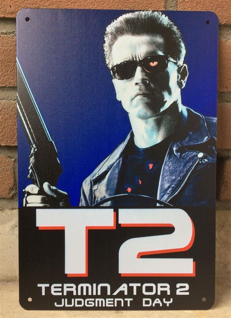 TERMINATOR 2 T2 METALEN Retro Arcade film Wandbord, Ophalen, Nieuw
