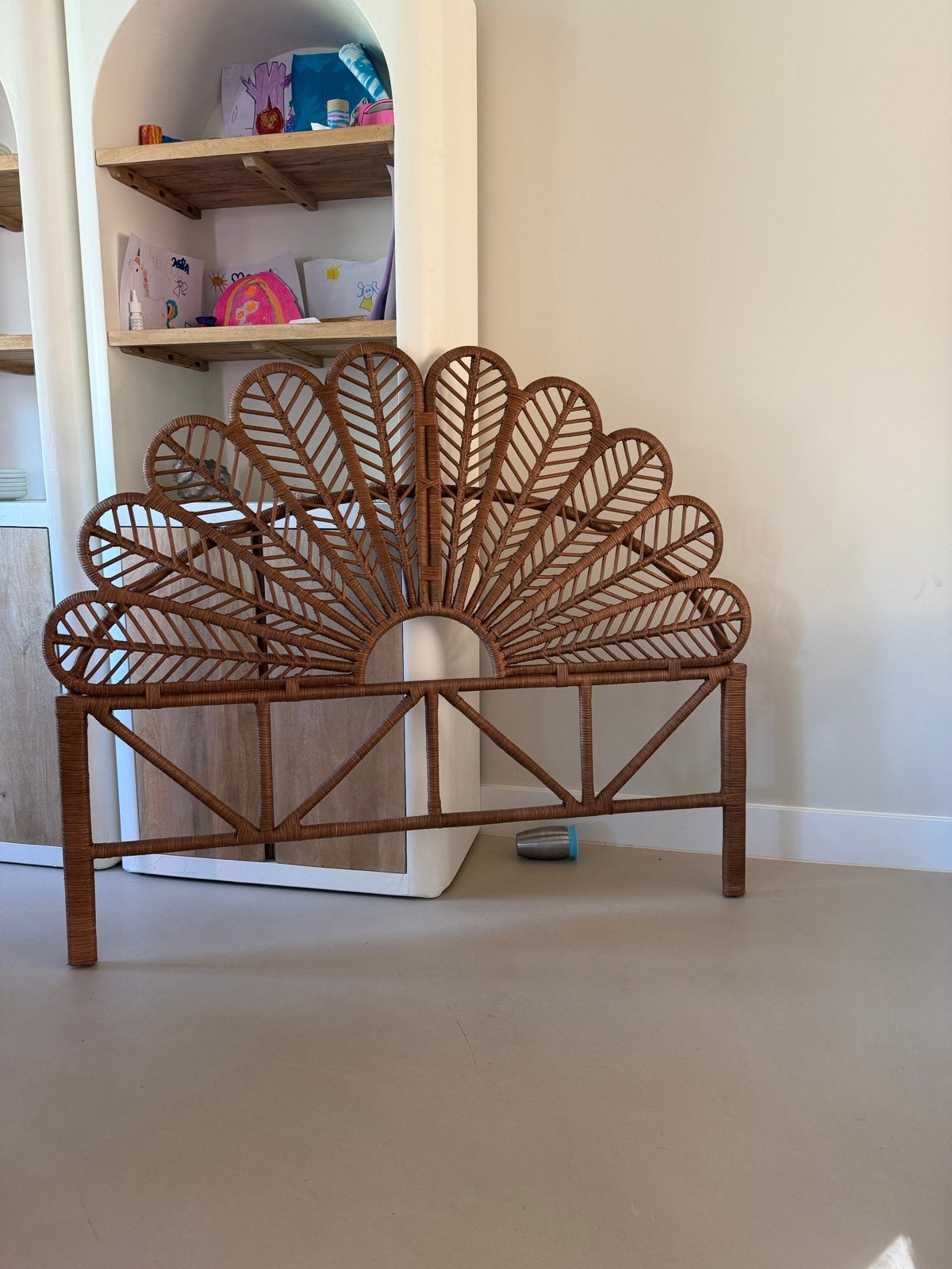 Rotan hoofdbord 140cm, Ophalen, Overige materialen, Gebruikt, Bruin