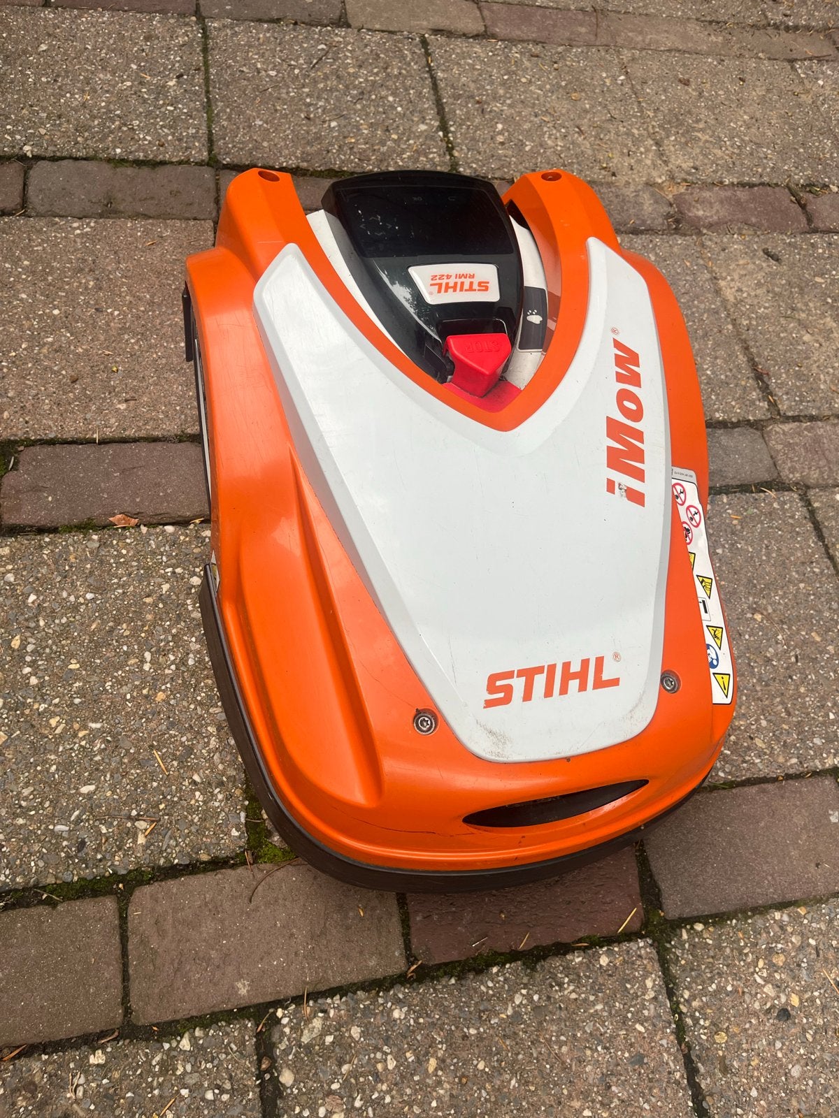Stihl iMow RMI 422 - defect, voor onderdelen, Cirkelmaaier, Gebruikt, Accu-grasmaaier, Ophalen of Verzenden