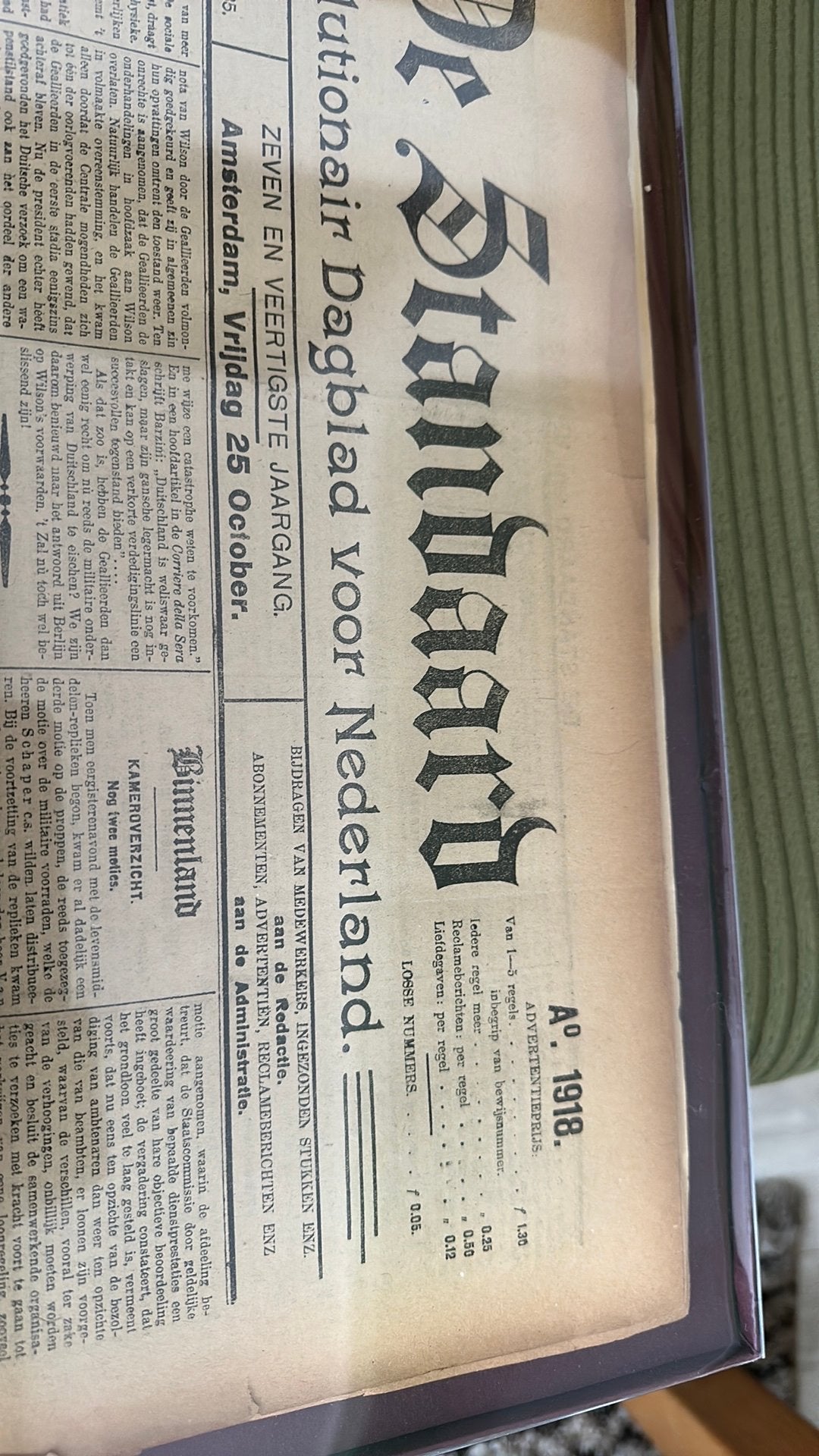 Oud dagblad 1918, Verzamelen, Ophalen of Verzenden, Voor 1920, Tijdschrift