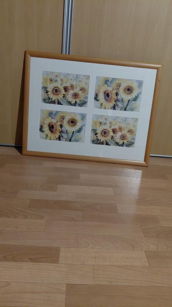 Zonnenbloemen posters in lijst, Huis en Inrichting, Ophalen, Hout, Minder dan 50 cm, Minder dan 50 cm