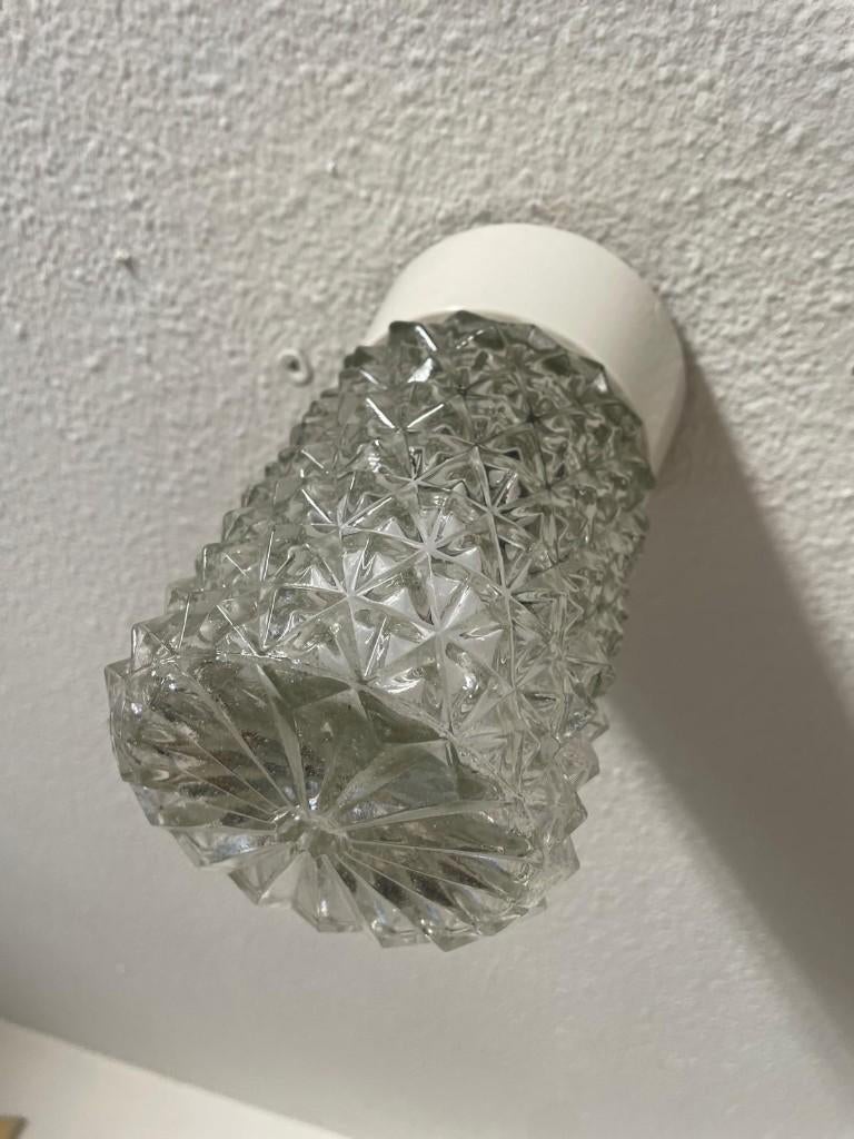 Cilindervormige plafondlamp, Huis en Inrichting, Lampen | Plafondlampen, Ophalen of Verzenden, Zo goed als nieuw, Glas
