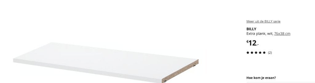 3 witte planken Ikea Billy boekenkast 80x40x202 cm, Huis en Inrichting, Kasten | Boekenkasten, Ophalen, Met plank(en), Gebruikt