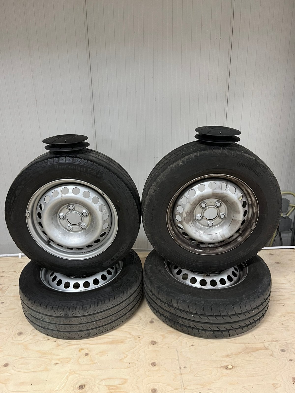 Stalen velgen + banden Volkswagen Transporter VW T5 T6 T6.1, Ophalen, 16 inch, Banden en Velgen, 205 mm