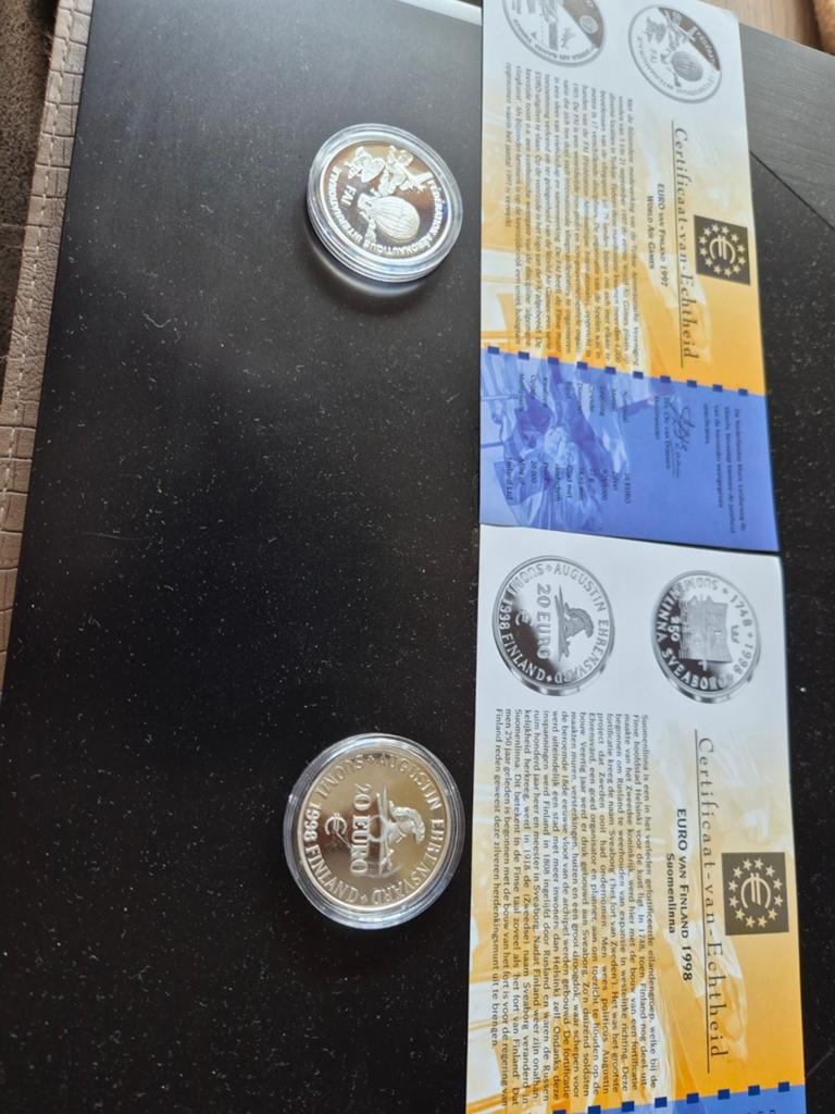20 euro 1998 + 10 euro 1997 finland zilver proof, Postzegels en Munten, Munten | Europa | Euromunten, Ophalen of Verzenden, Finland