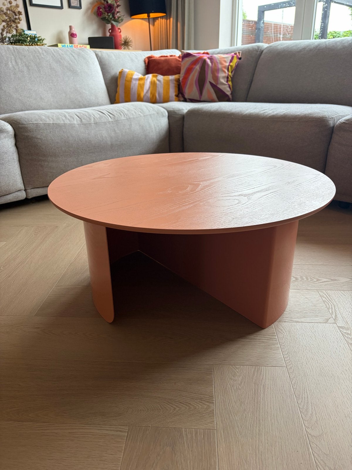 Fést plateau salontafel terra/koraal, Ophalen, Gebruikt, Rond, 50 tot 100 cm