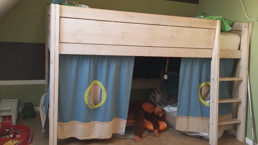 Kinderbed, Kinderen en Baby's, Ophalen, Gebruikt, 70 tot 85 cm, Hoogslaper of Stapelbed
