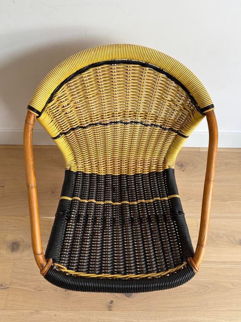 Vintage rotan spaghetti stoeltje – Ibiza style ‘60s, Huis en Inrichting, Ophalen, Gebruikt, Overige kleuren, Riet of Rotan