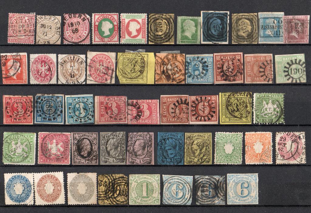 Duitsland - Oude Staten op 2 insteekkaarten, Postzegels en Munten, Postzegels | Volle albums en Verzamelingen, Ophalen of Verzenden
