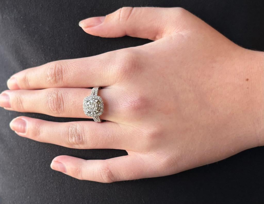 Briljant moissaniet luxe gouden fraaie dames ring nieuwstaat, Voordeelsieraden, Verzenden, Zo goed als nieuw, 17 tot 18