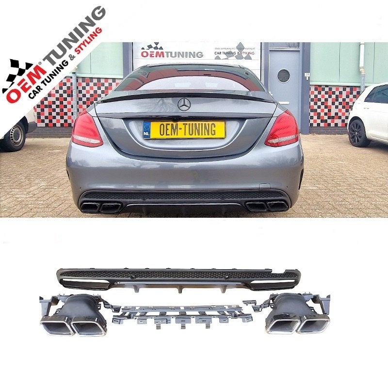 Diffuser W205 14‑18 C63 Style Black AMG‑Line