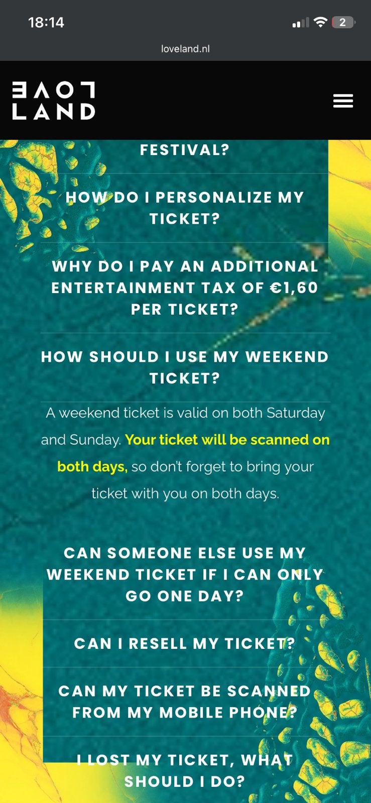 2 tickets voor Loveland festival. ZONDAG 80 euro per ticket, Tickets en Kaartjes, Evenementen en Festivals, Twee personen