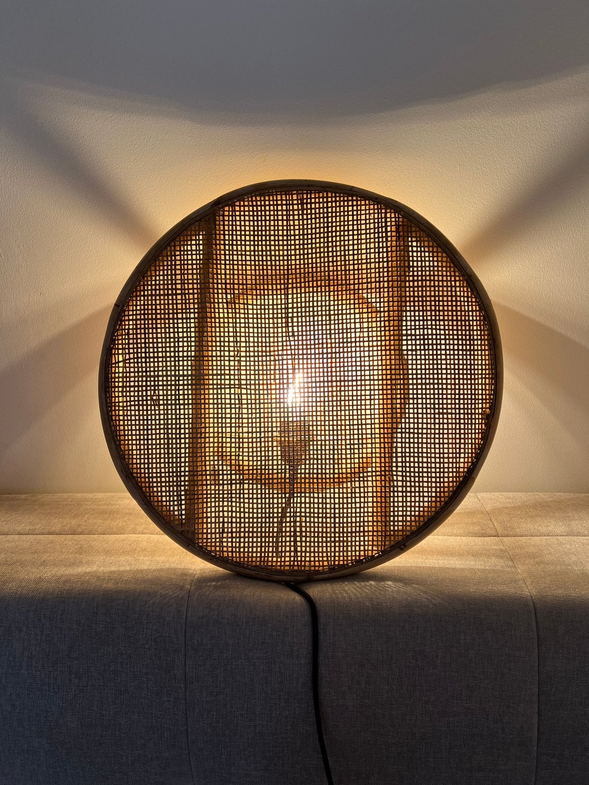 Rotan lamp, Ophalen of Verzenden, Zo goed als nieuw