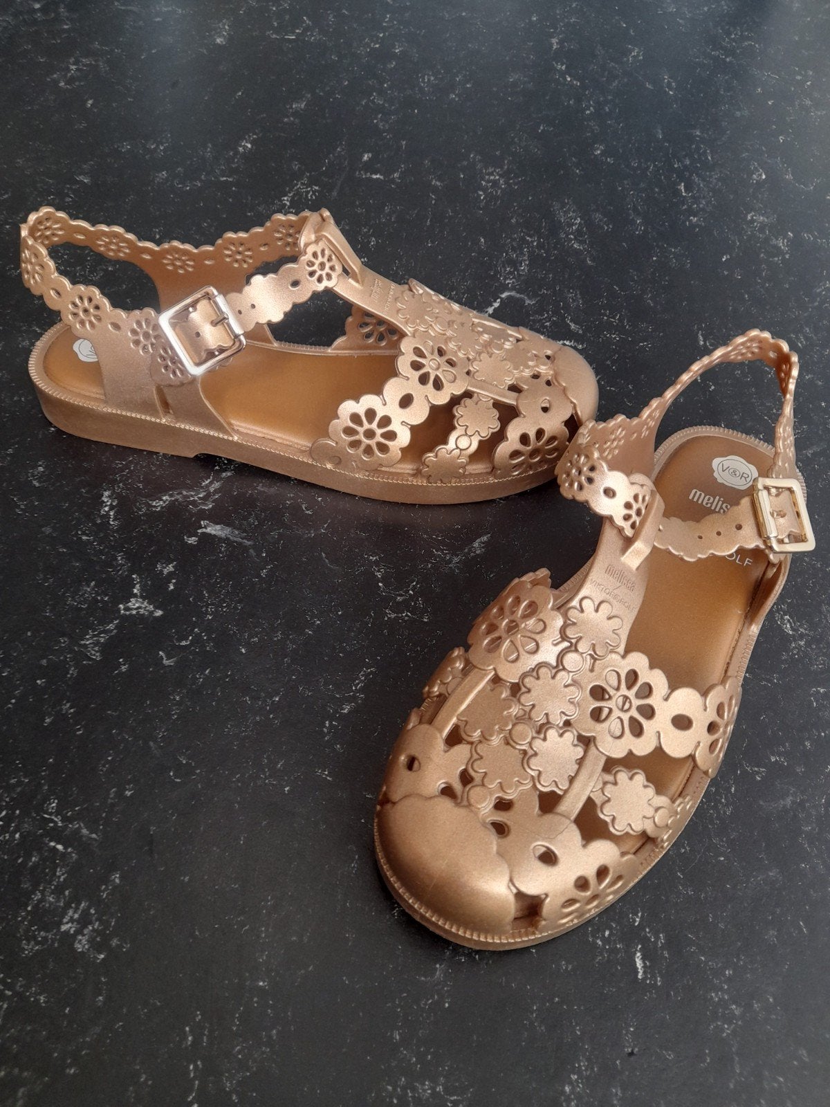 Victor & Rolf gouden Melissa sandalen 39 nieuw ongedragen, Melissa Viktor & Rolf, Overige kleuren, Nieuw, Sandalen of Muiltjes