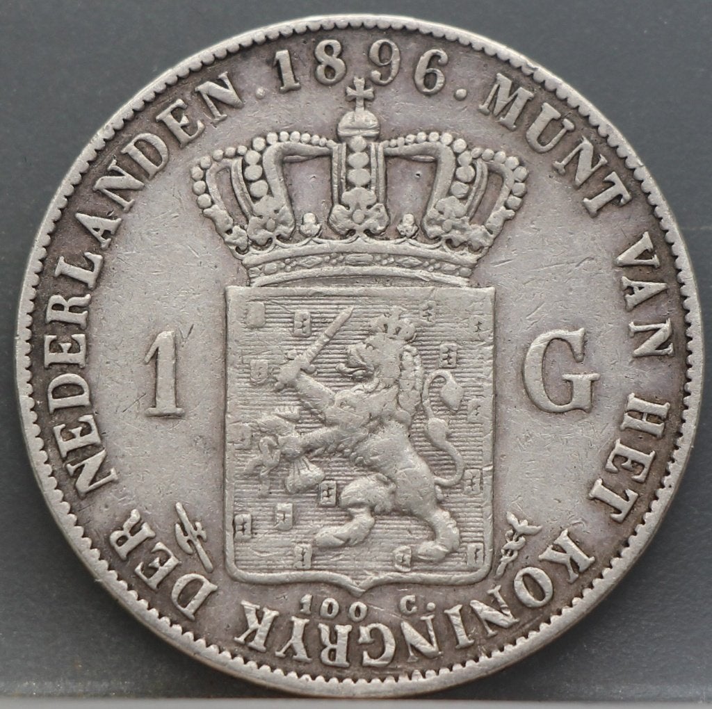 Zeldzame 1 gulden 1896 Wilhelmina, 1 gulden, Zilver, Ophalen of Verzenden, Koningin Wilhelmina