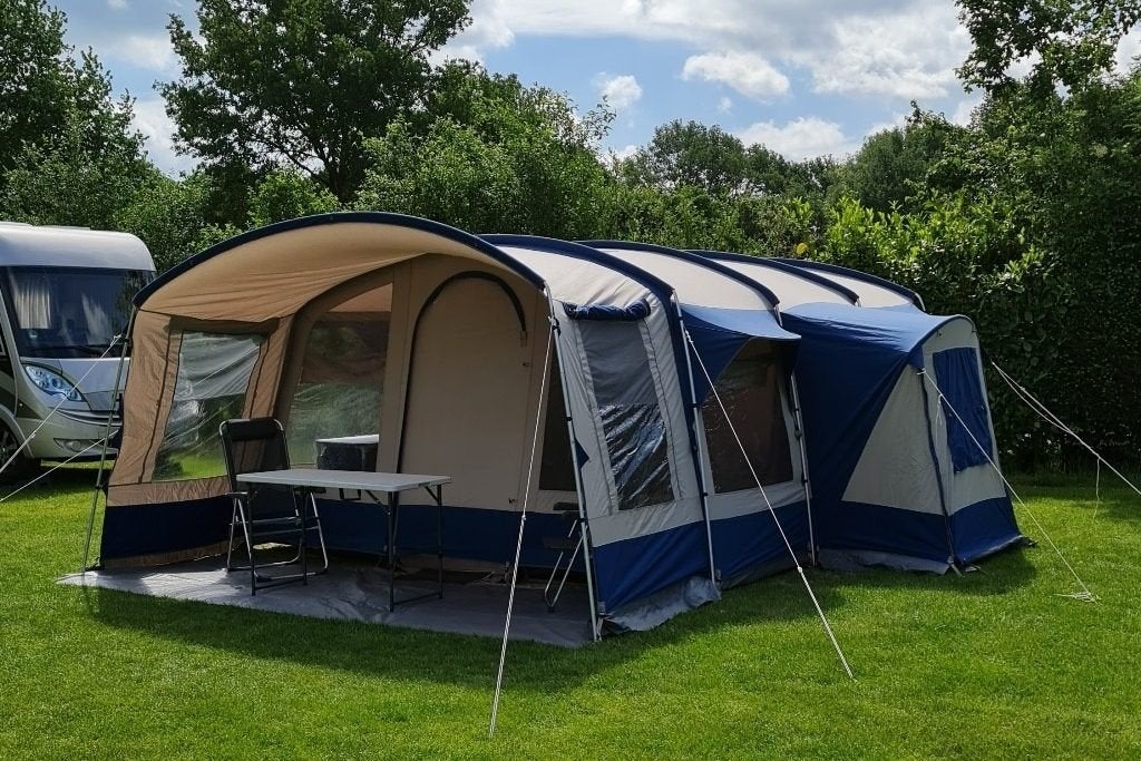 Linden 420 5 persoons katoenen tent, Caravans en Kamperen, Ophalen, Gebruikt, Tot en met 5