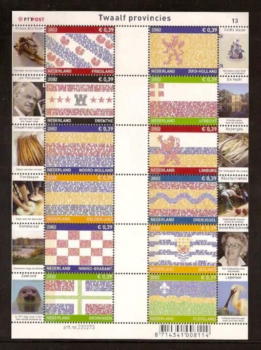 Nederland NVPH nr V2065/76 postfris 12 Provincies 2002, Postzegels en Munten, Postzegels | Nederland, Ophalen of Verzenden, Na 1940