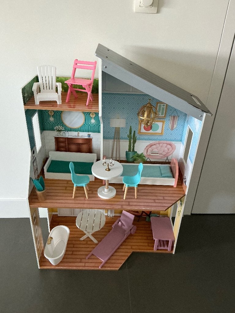 Groot Poppenhuis , merk Kidscraft , compleet met inboedel,, Ophalen, Zo goed als nieuw, Poppenhuis