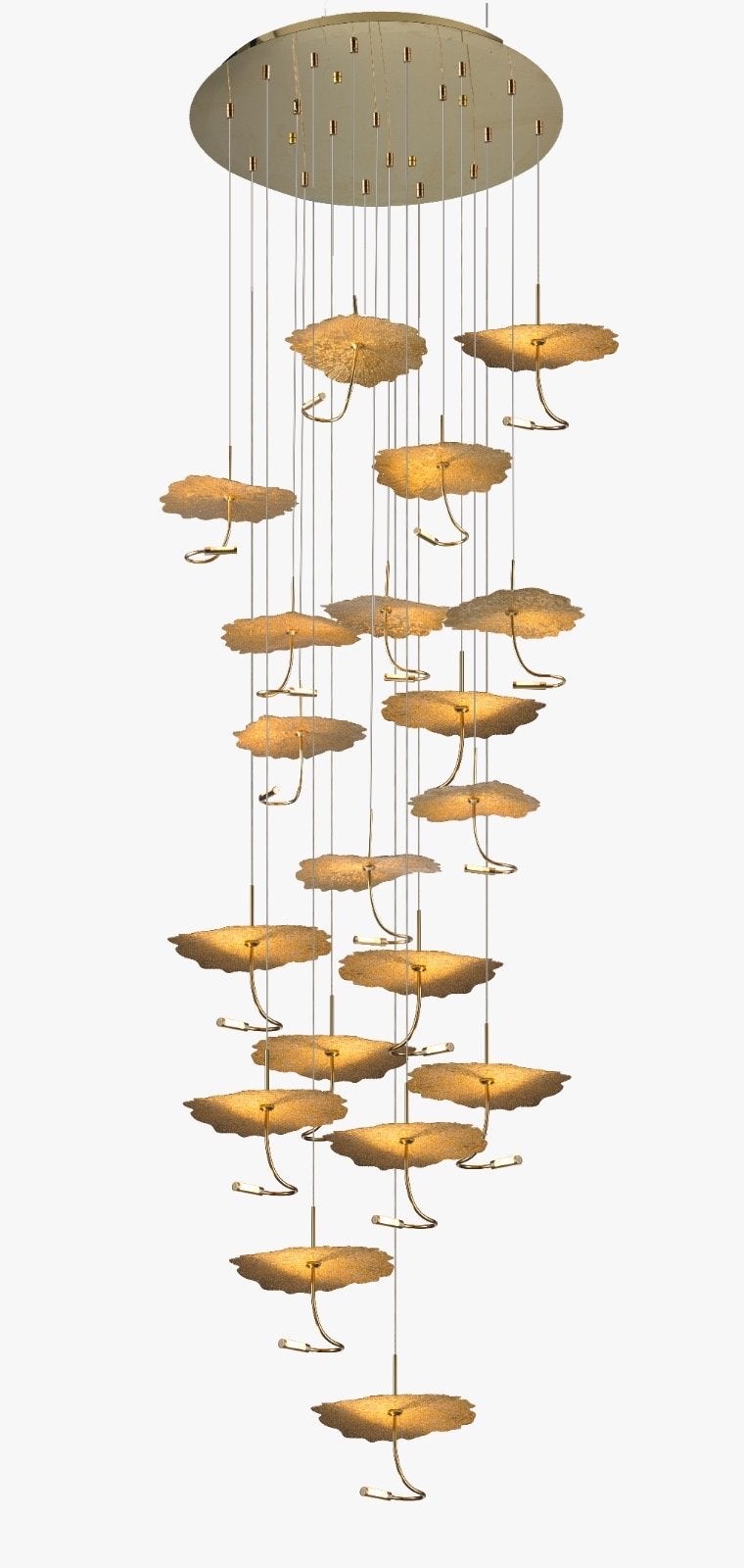 Design hanglamp goud – LED – Ø60 x H280 cm – Model 8827P/13, Ophalen of Verzenden, Nieuw, Metaal, Overige fittingen