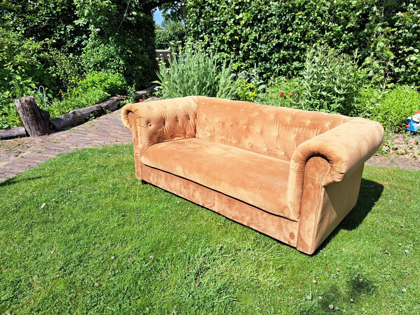 Chesterfield okergeel - Dutchbone, Ophalen, Gebruikt, 150 tot 200 cm, Driepersoons