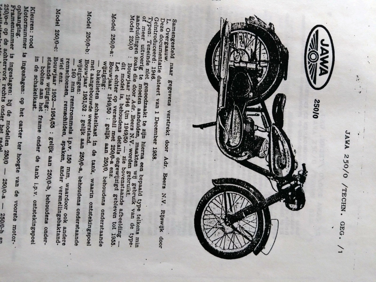 Werkplaatshandboek JAWA 250/0, Ophalen of Verzenden