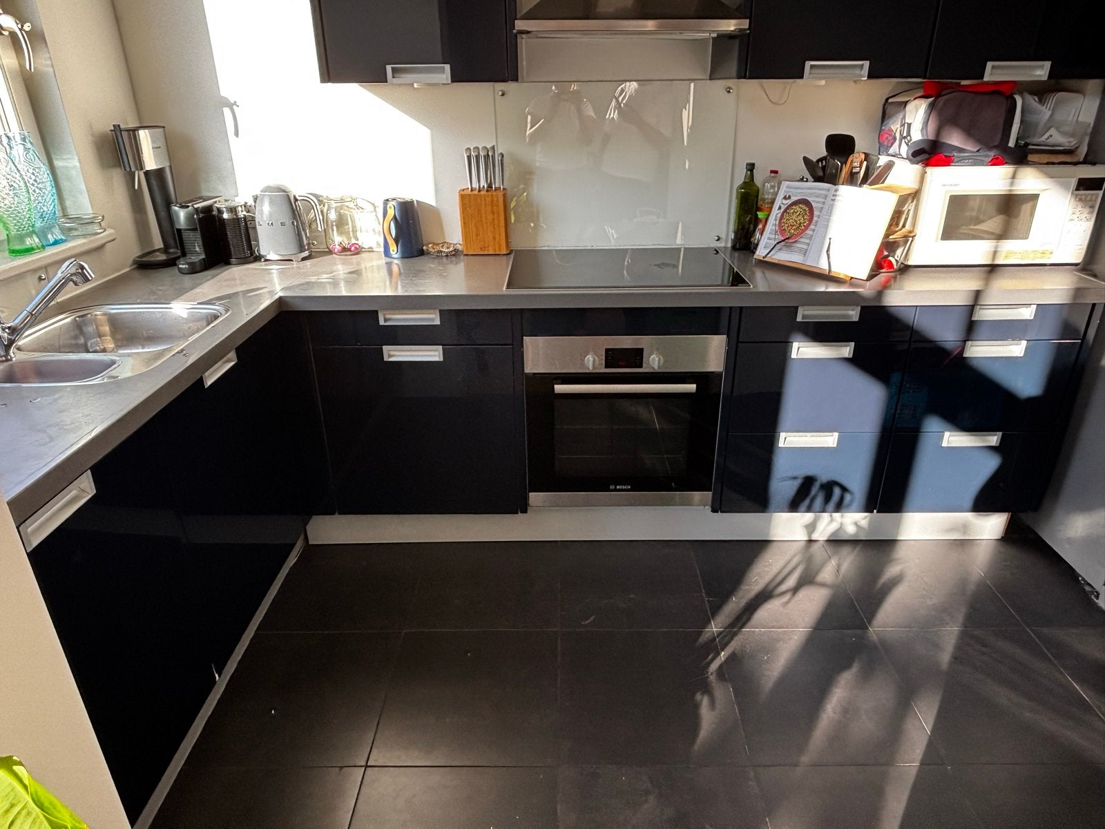 Donkerblauwe volledige keuken, van alles voorzien!, Ophalen, Gebruikt, Blauw, Hoekkeuken