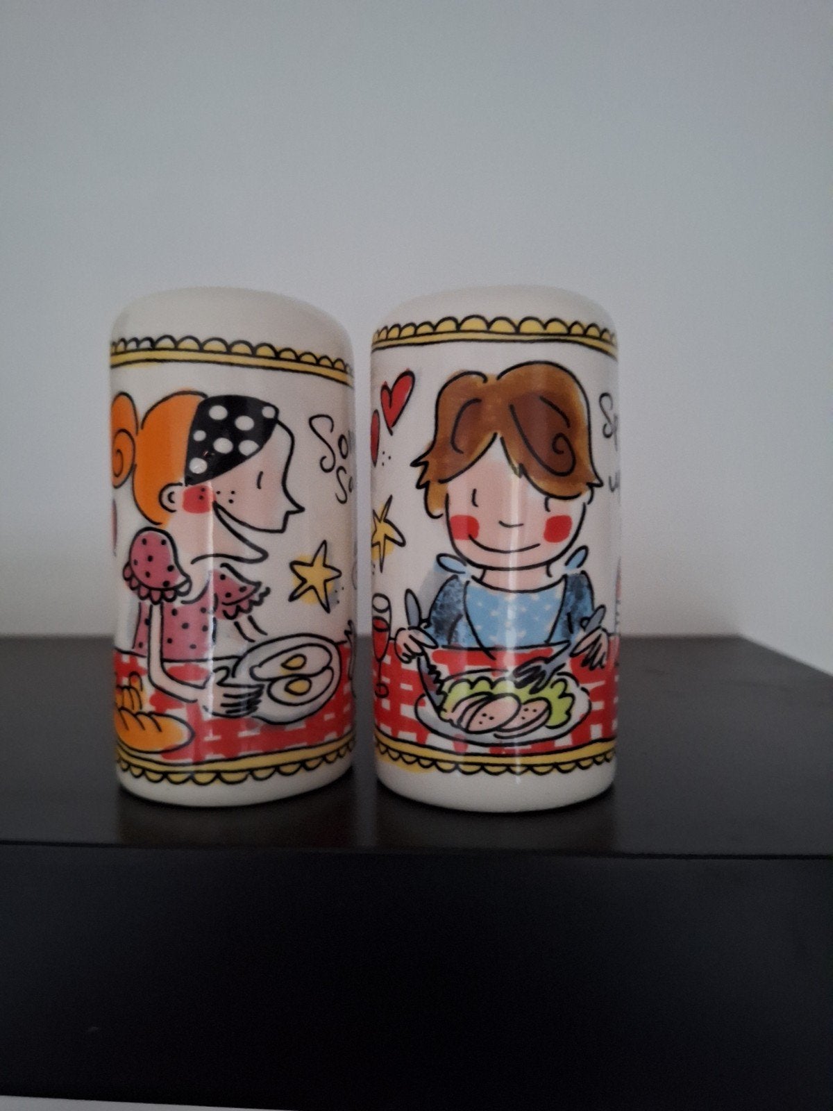 Blond Amsterdam peper- en zoutstel, Overige typen, Zo goed als nieuw, Steen/keramiek, Meerkleurig