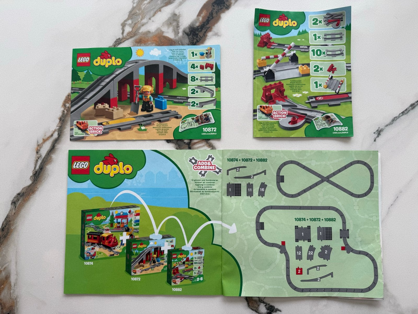 Lego Duplo stoomtrein 10874 met uitbreiding 10872 en 10882, Ophalen, Overige thema's, Zo goed als nieuw, Compleet