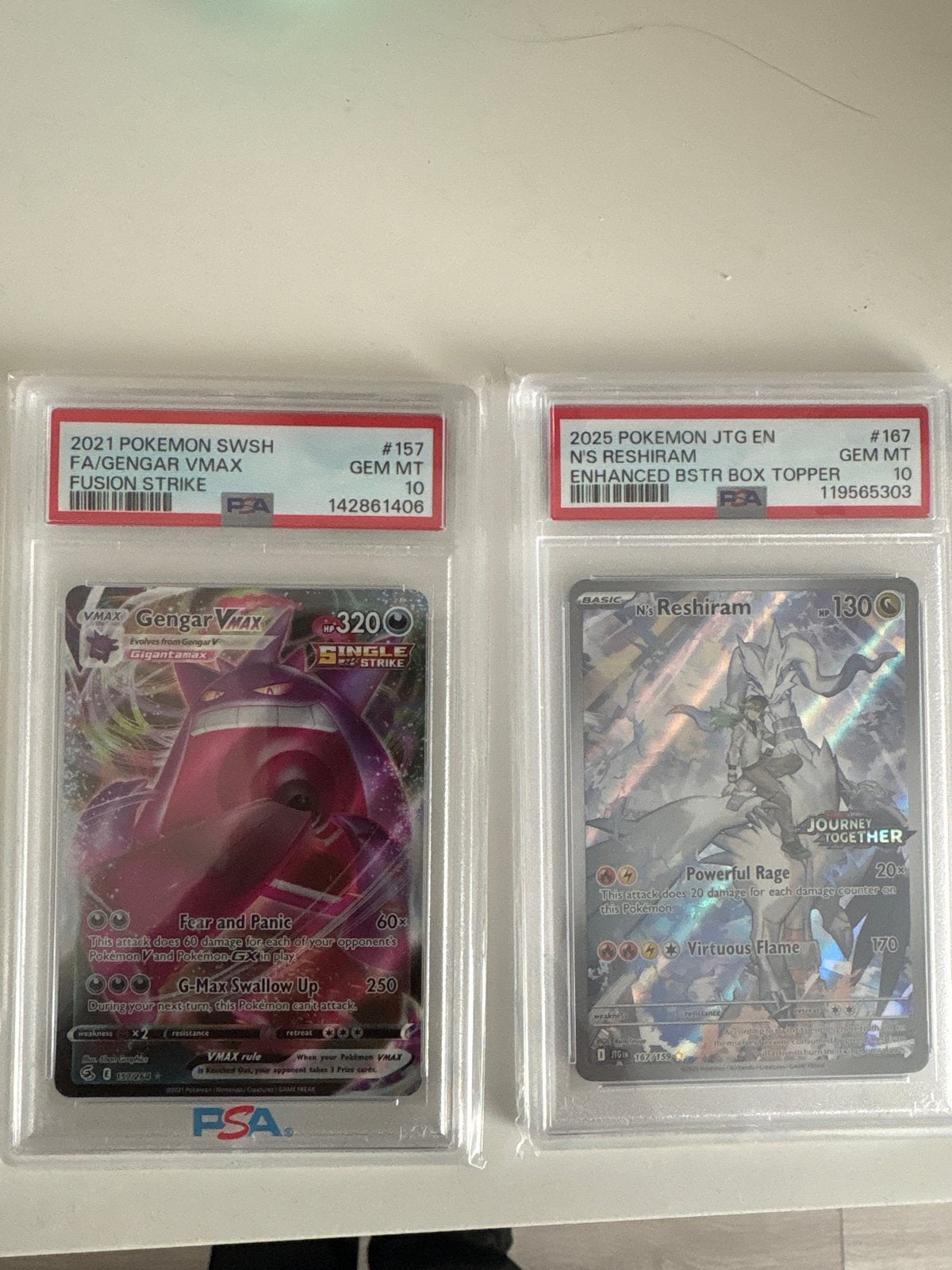 Pokemon PSA 10 Gengar VMAX & Reshiram, Ophalen, Nieuw, Meerdere kaarten
