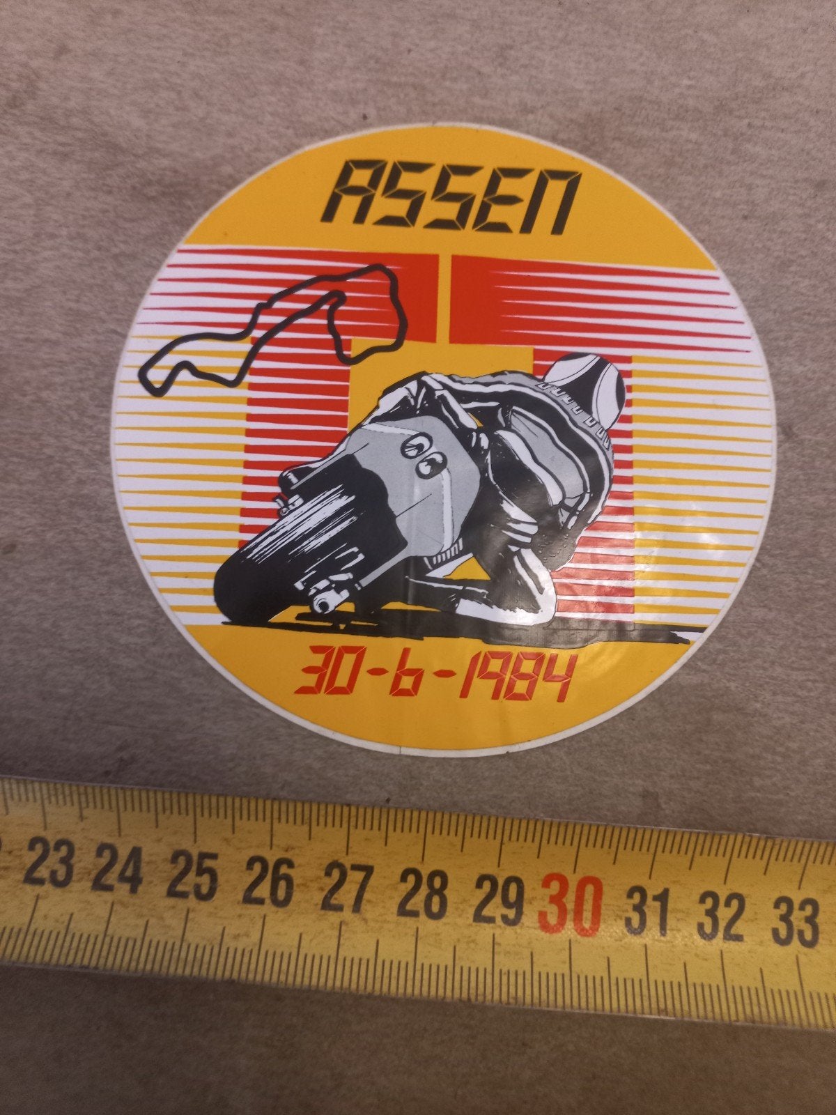 Vintage Assen Motorrace Sticker 30-6-1984, Ophalen of Verzenden, Gebruikt