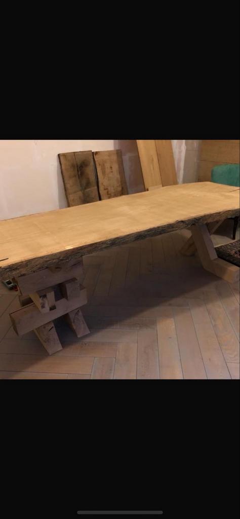 Stamtafel van groot blad met een stuk, Gebruikt, 100 tot 150 cm, 200 cm of meer, Ophalen of Verzenden