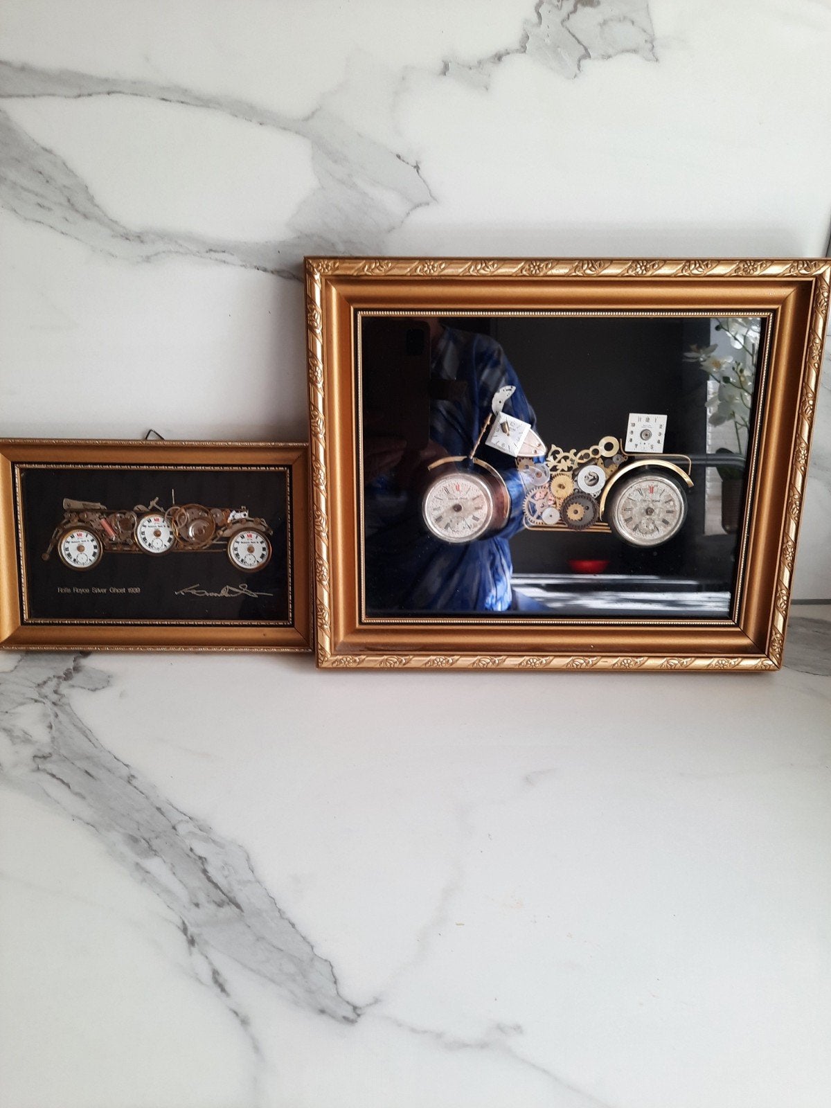 Schilderijen gemaakt van horloges maat 30/26 en 22/ 15., Ophalen of Verzenden, Minder dan 50 cm, Schilderij