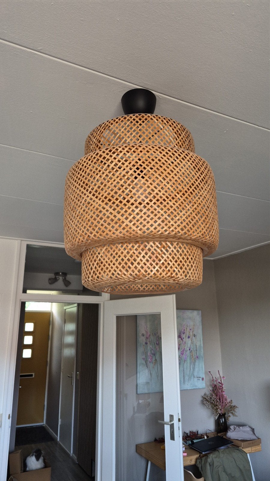 IKEA SINNERLIG Hanglamp Bamboe Handgemaakt 50 cm, Huis en Inrichting, Ophalen, Bohemian, Scandinavisch, Natuurlijk, Natuurlijk materiaal