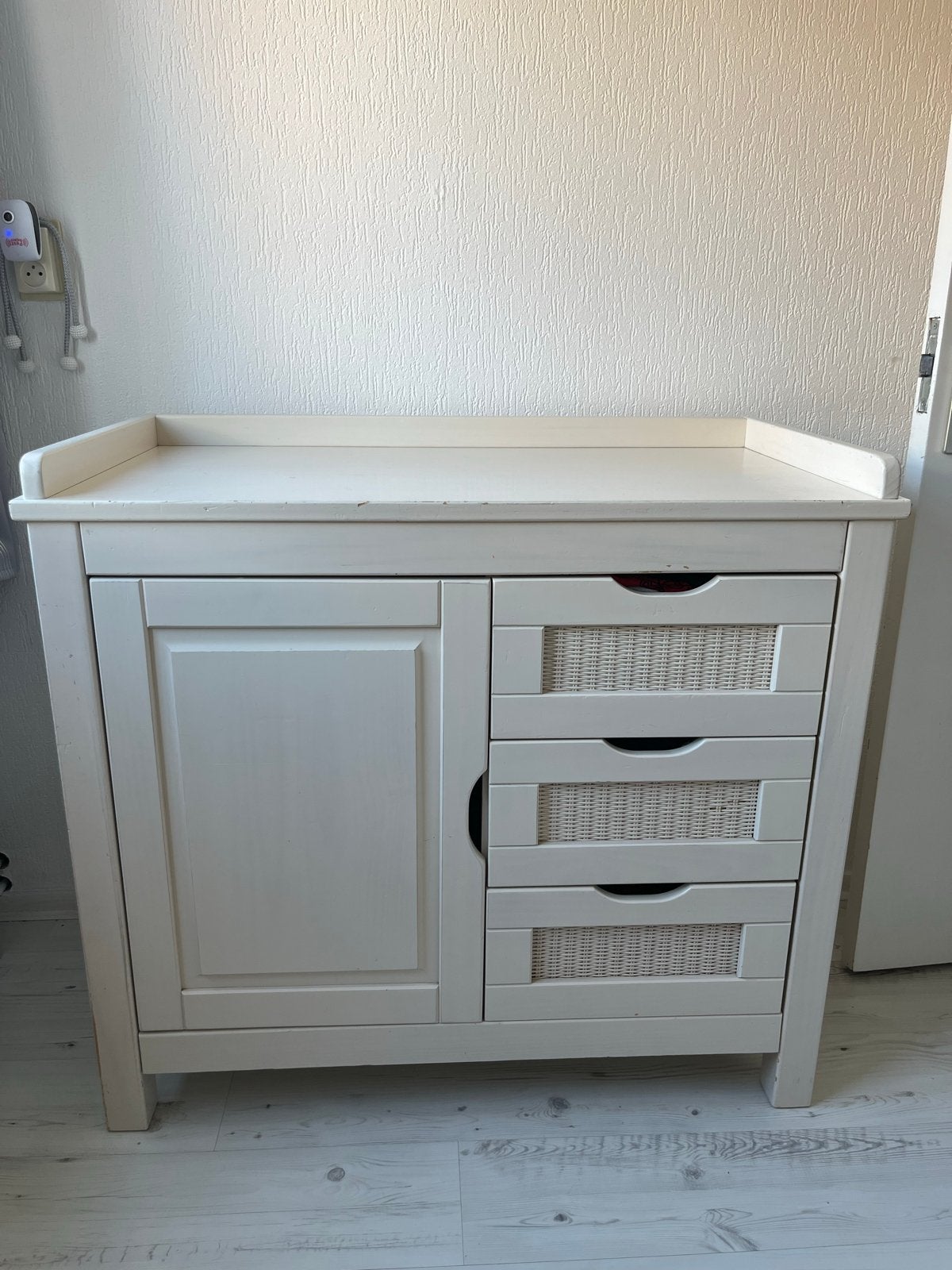 Commode met lades en kastje - Crème/Wit, Gebruikt, 50 tot 70 cm, Ophalen of Verzenden, 75 tot 100 cm
