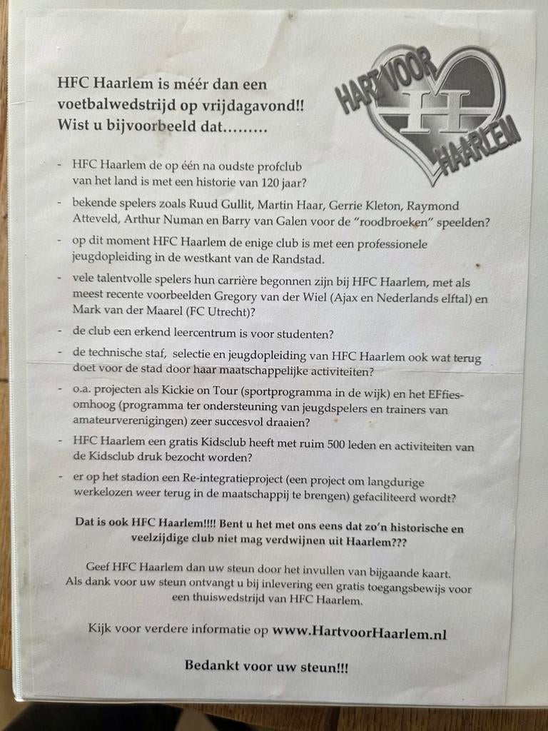 HFC Haarlem 2 mappen voetbal knipsels jaren 80 , 90 , 00, Ophalen of Verzenden, Zo goed als nieuw, Overige binnenlandse clubs