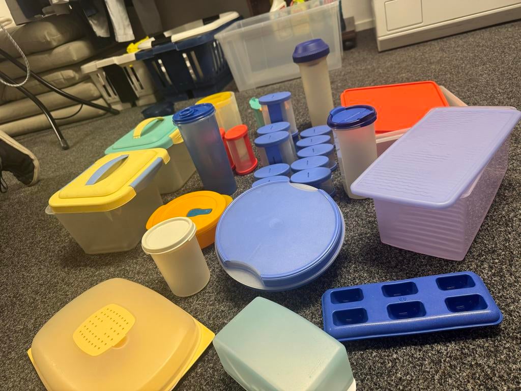 Grote partij Tupperware: bakjes, bekers, schalen en meer, Ophalen of Verzenden, Gebruikt, Blauw, Overige typen
