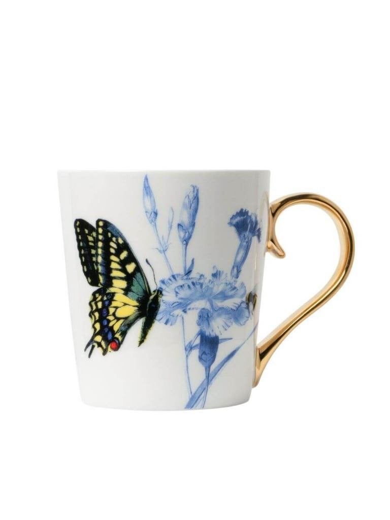 Heinen Delfts Blauw mok Koninginnepage goud 300 ml nieuw, Overige merken, Keramiek, Delftsblauw, Heinen Delfts Blauw